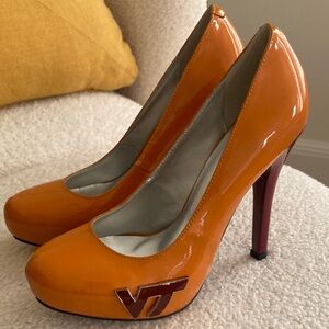 Virginia Tech (VT) Orange and Maroon Patent Leather High Heels
